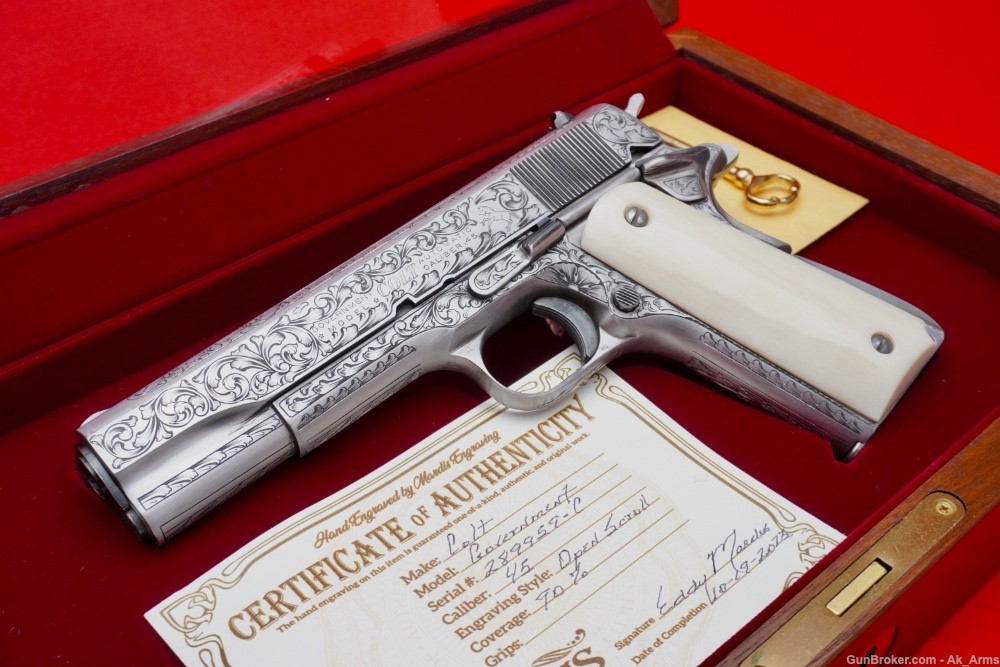 1962 Colt Government 1911 45 French Grey *FULL COVERAGE MASTER ENGRAVED* -img-0