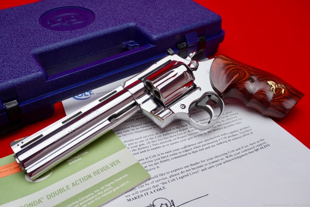 1995 Colt Anaconda 6" .44 Mag In Box *BREATHTAKING BRIGHT STAINLESS*-img-0