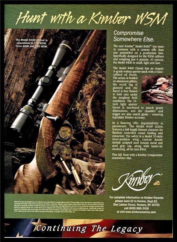 2003 KIMBER 8400 Classic Rifle Original PRINT AD-img-0