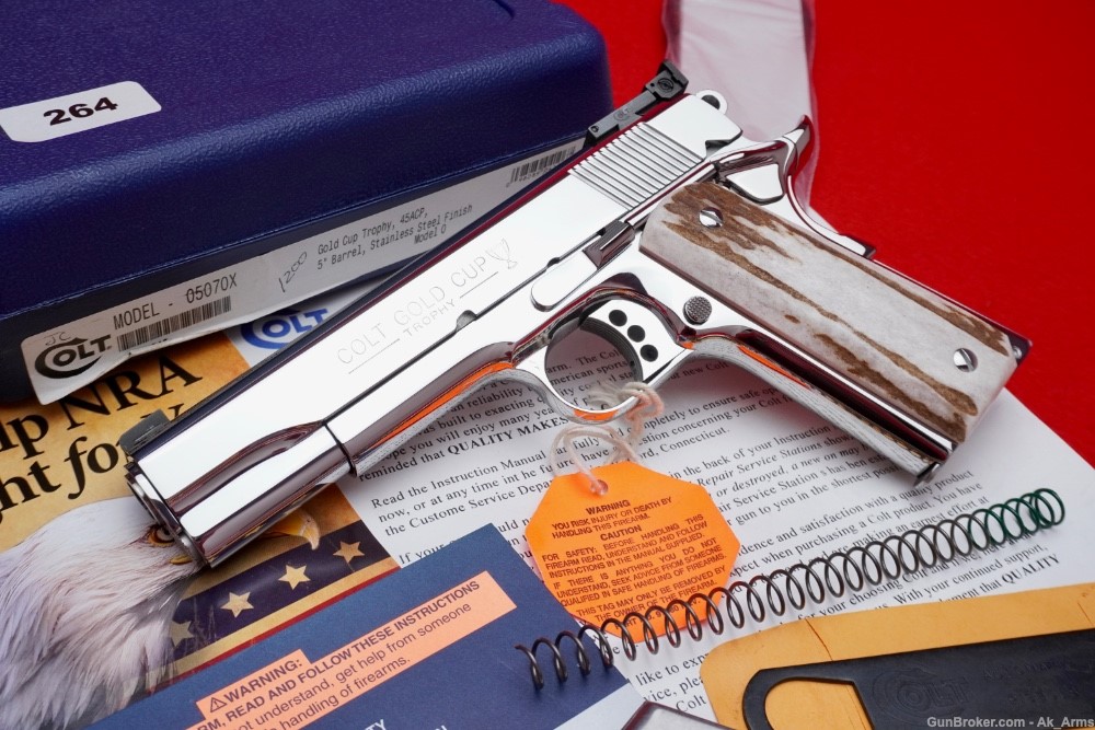 Colt Gold Cup Trophy 1911 .45 In Box *BREATHTAKING BRIGHT STAINLESS FINISH*-img-0