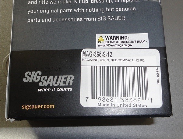 Sig Sauer P365 Factory 12rd 9mm Magazine - NEW!-img-0
