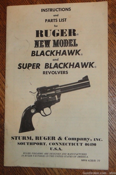 Ruger New Model Blackhawk & Super Blackhawk Revolver Manual - 1977?-img-0
