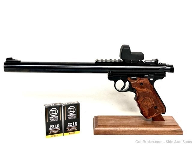 NIB Ruger MK IV “Target” Suppressed Pistol, Wood Grips, Optics & Sub-Ammo-img-0