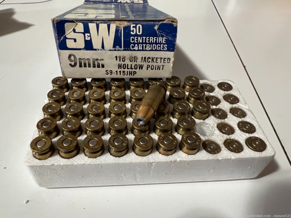 9 MM SMITH AND WESSON BLUE BOX 115 GR HOLOW POINTS-img-0