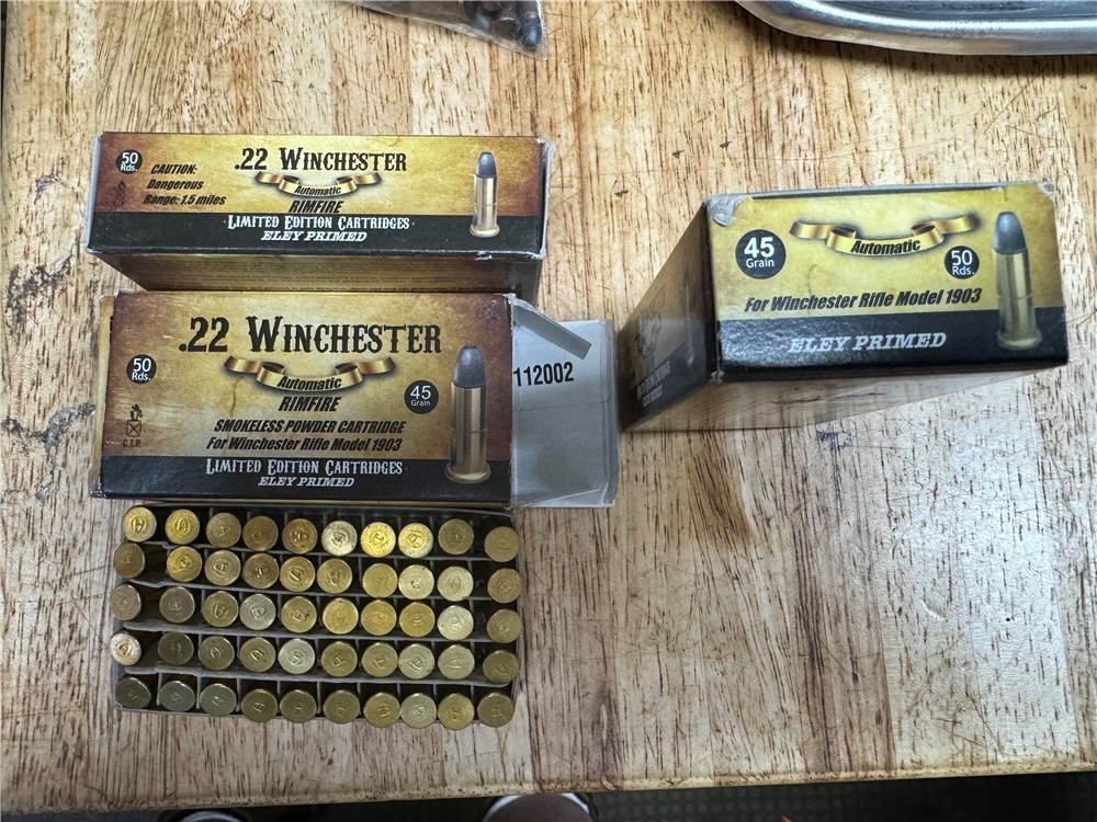 235 RD 22 WINCHESTER AUTOMATIC 45GR RIMFIRE AMMO 1903 03 AGUILA & H -img-1