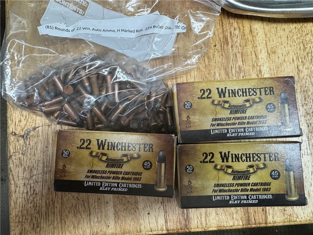 235 RD 22 WINCHESTER AUTOMATIC 45GR RIMFIRE AMMO 1903 03 AGUILA & H -img-0