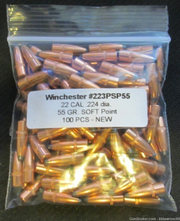 WINCHESTER #223PSP55 - 22 CAL .224 DIA - 55 GRAIN SOFT POINT - 300 CT-img-0