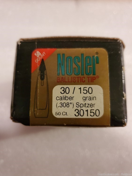 Nosler .308 Caliber 150 Grain Spitzer Ballistic Tip 50 Bullets -img-0