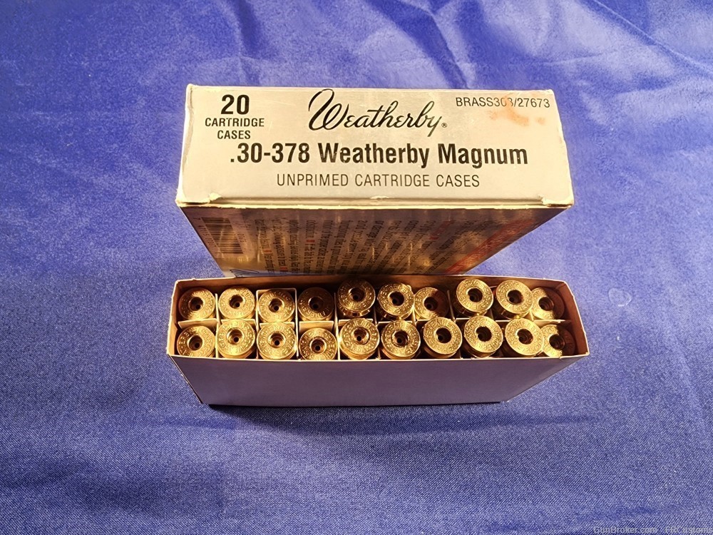 .30-.378 WEATHERBY MAG - 20 Unprimed Cartridges - NOS-img-2