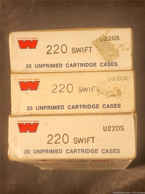 WINCHESTER WESTERN - .220 SWIFT -  Unprimed Brass - 3 Boxes-img-0