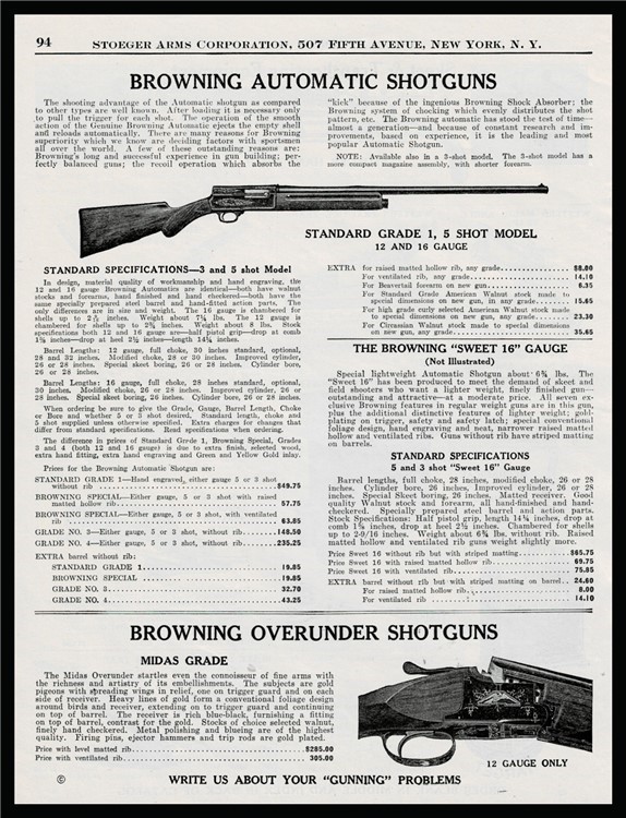 1940 BROWNING Grade 1 5-shot Shotgun PRINT AD w/O/U-img-0