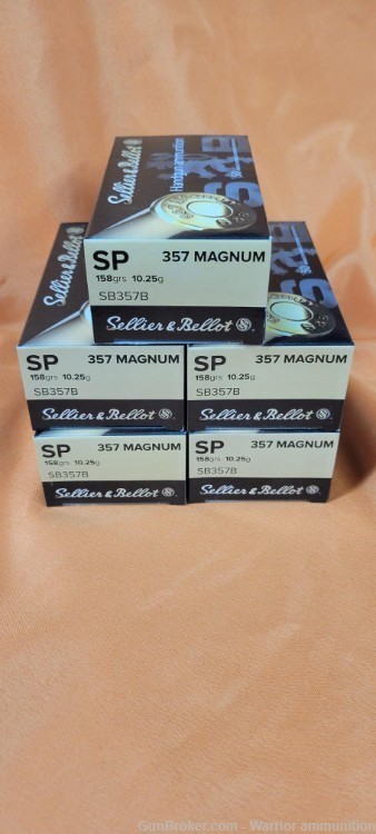 250 rds Sellier and Bellot S&B .357 Mag 158 grain SP Soft Point-img-0