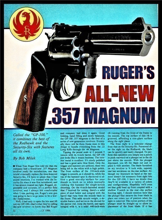1986 RUGER GP-100 All-New .357 Magnum Revolver 4-pg Article-img-0