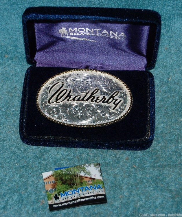 Weatherby Belt Buckle Floral Design Clamshell Box by Montana Silversmiths-img-0