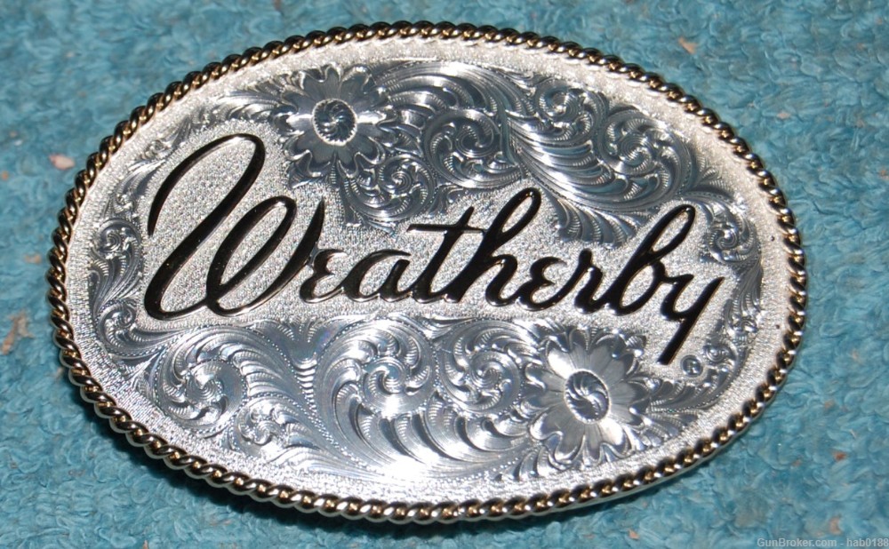 Weatherby Belt Buckle Floral Design Clamshell Box by Montana Silversmiths-img-1