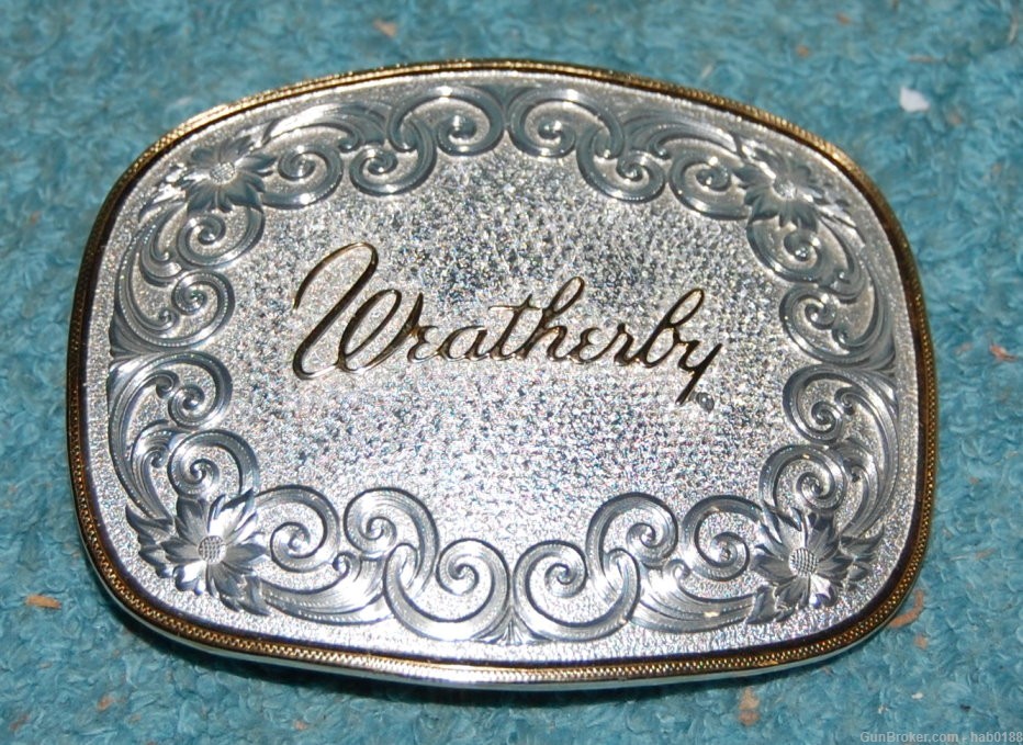 Weatherby Belt Buckle Floral Design w/ Box by Montana Silversmiths-img-1