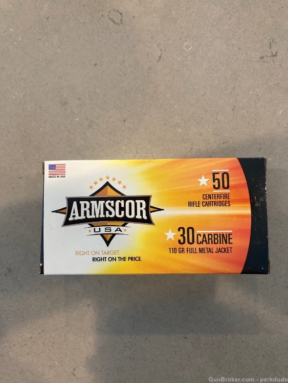 250 Rounds of Armscor .30 Carbine 30 M1 Ammo 110 Grain Fast Ship!-img-0