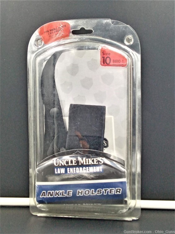 Uncle Mike's 88101 Ankle Holster Ankle Size 10 Black Kodra Nylon Velcro -img-0