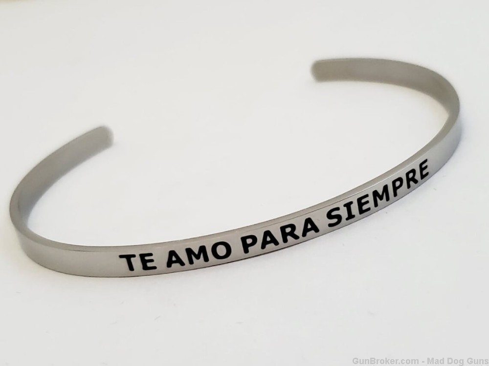 Stainless Steel Cuff Bracelet engraved "Te Amo Para Siempre".  SB7S.-img-0