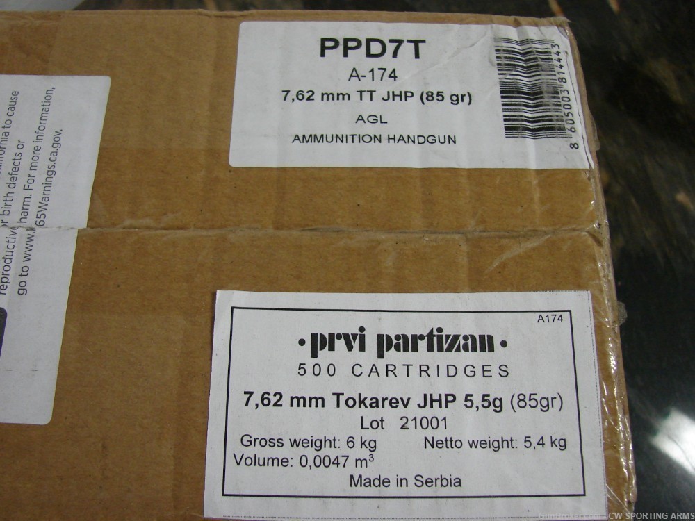 PPU  Defense Handgun 7.62x25mm Tokarev 85 gr 50 rounds per box-img-4