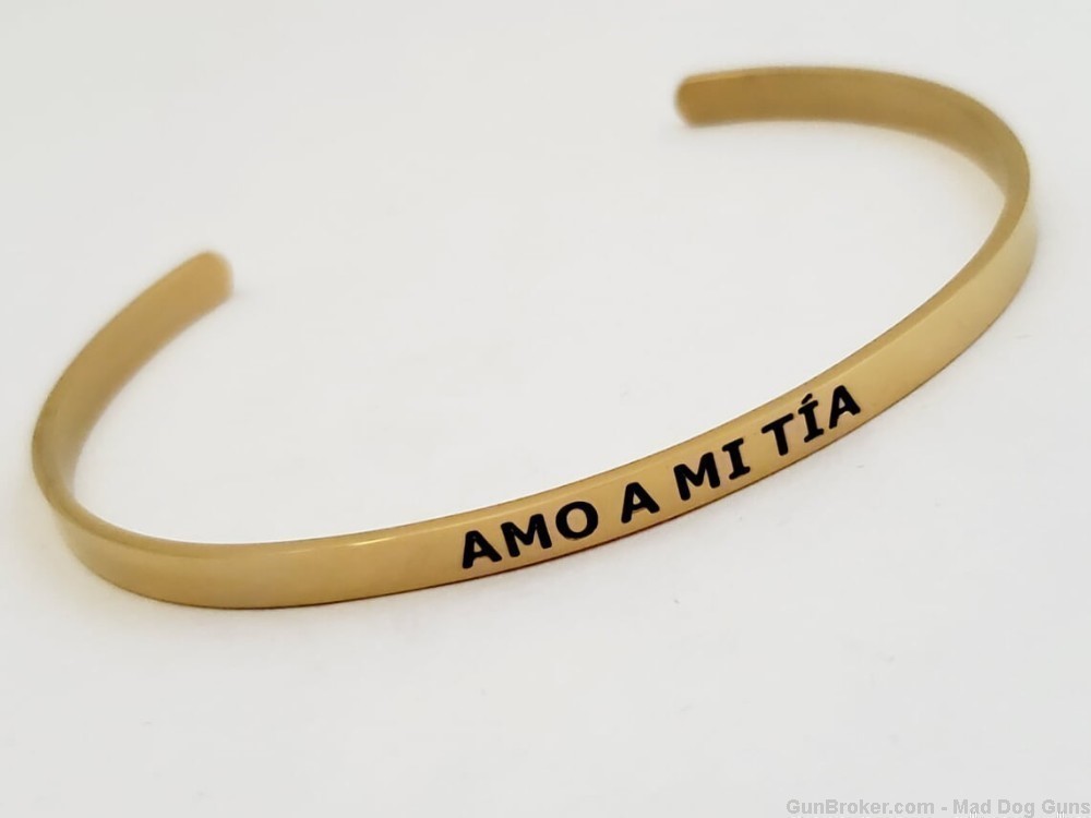 14K Gold Plated over Stainless Steel Bracelet engraved "Amo A Mi Tia". SB8G-img-0