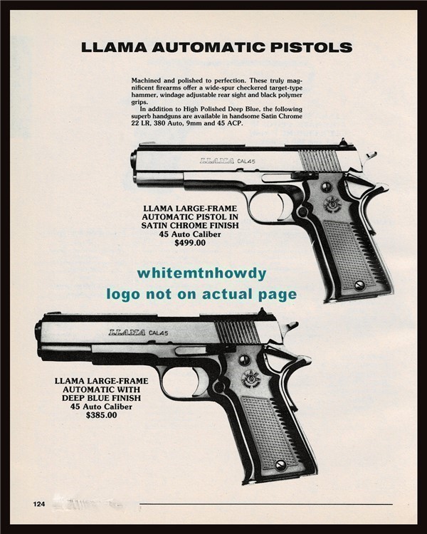 1992 LLAMA Large Frame Automatic .45 Pistol PRINT AD-img-0