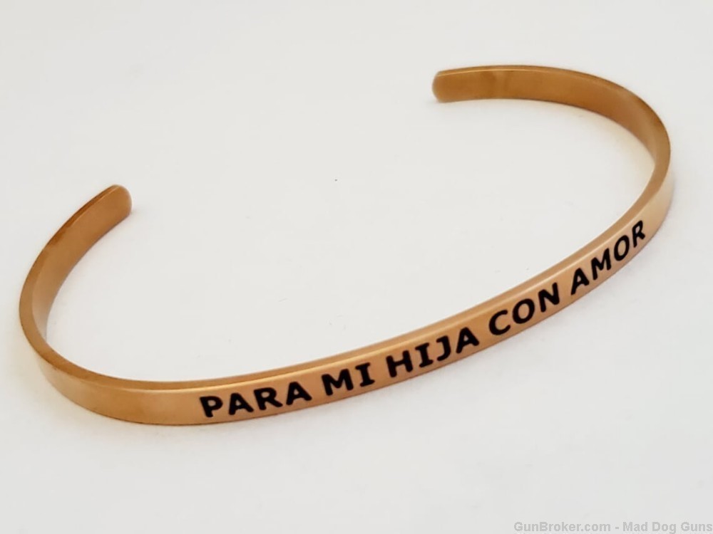 14K Rose Gold over Steel Bracelet engraved "Para Mi Hija Con Amor".   SB9R.-img-0