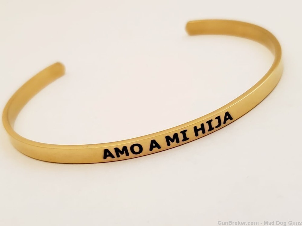 14K Gold over Stainless Steel Bracelet engraved "Amo A Mi Hija".  SB10G.-img-0