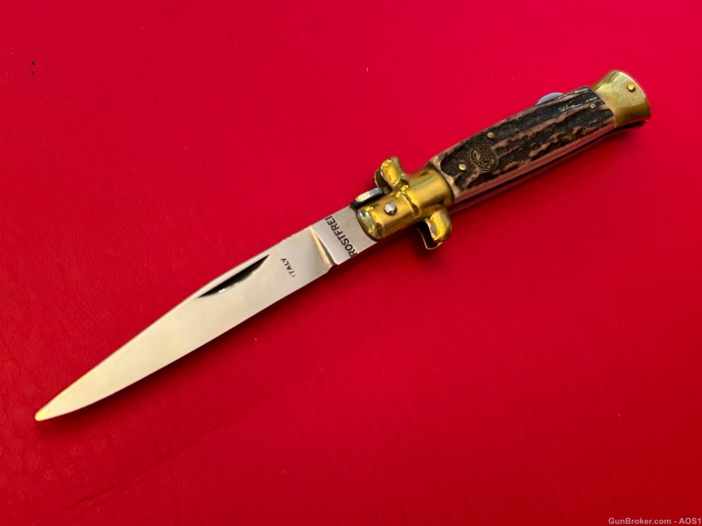Falcon Famous Blades Italy Manual 8” Lockback Stiletto Knife Rostfrei Stag-img-0