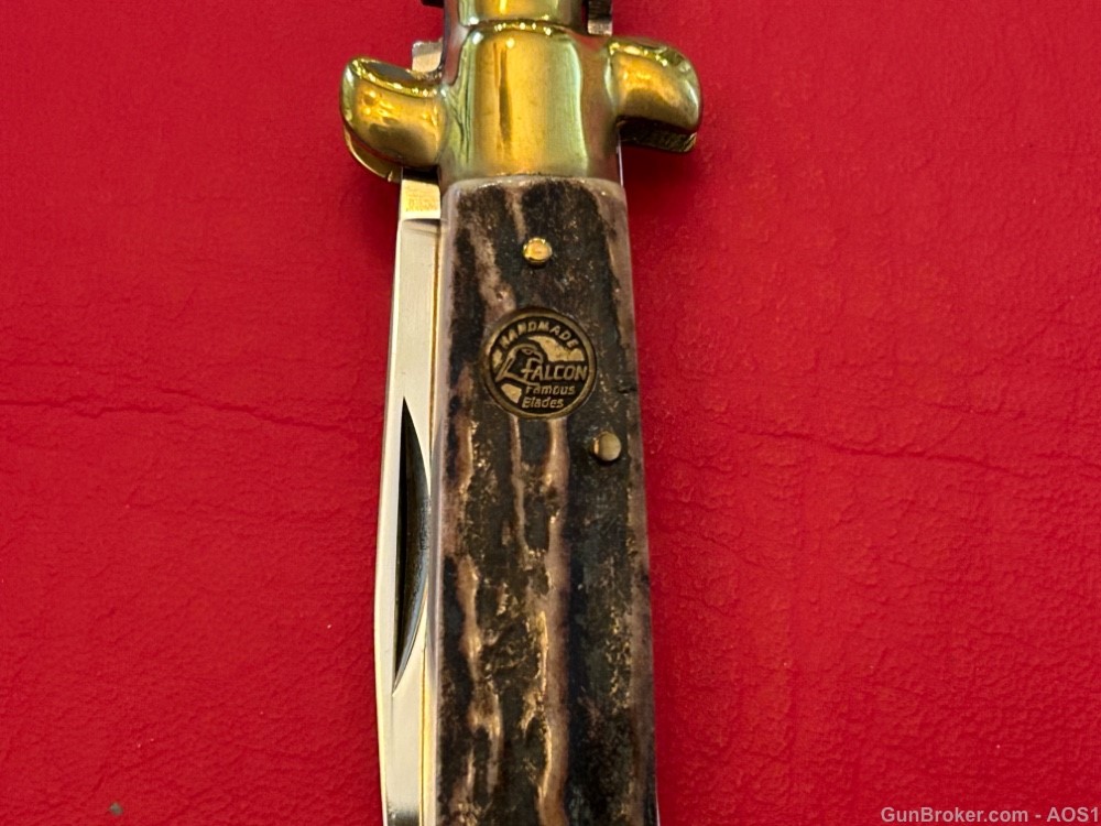 Falcon Famous Blades Italy Manual 8” Lockback Stiletto Knife Rostfrei Stag-img-10