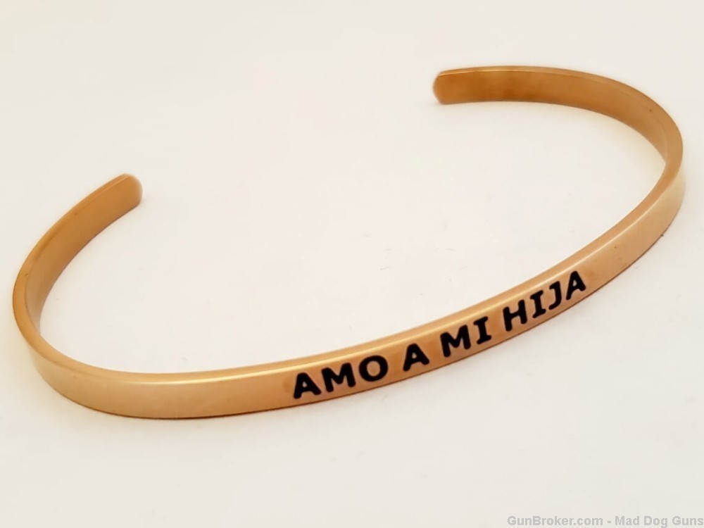 14K Rose Gold over Stainless Steel Bracelet engraved "Amo A Mi Hija".SB10R.-img-0