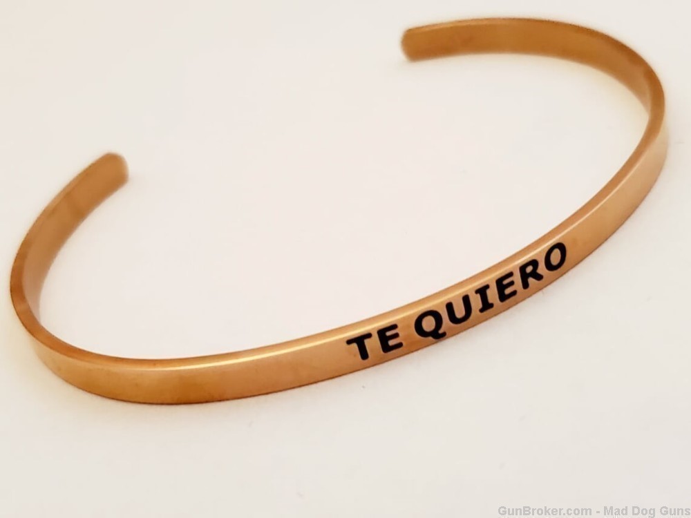 14k Rose Gold over Stainless Steel Bracelet engraved "Ti Quiero".  SB11R.-img-0