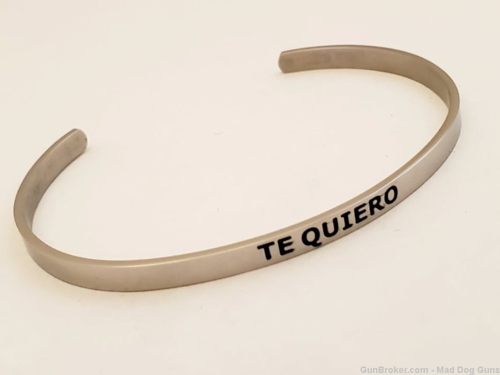 Stainless Steel Cuff Bracelet engraved "Ti Quiero".  SB11S.-img-0