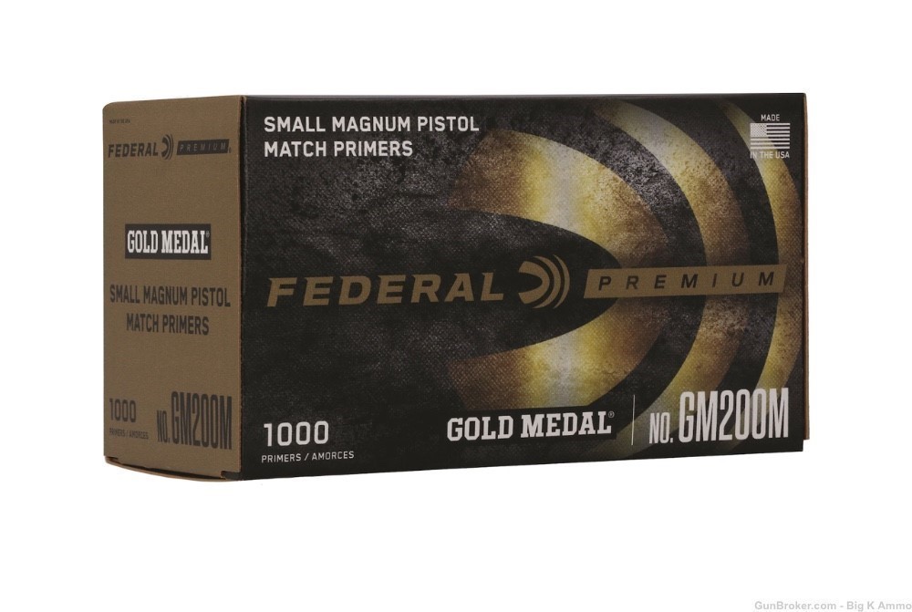 small pistol match primers gold medal no. GM100M competition grade 1000 ct-img-1