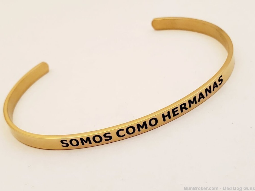 14K Gold over Stainless Steel Bracelet engraved "Somos Como Hermanas".SB12G-img-0