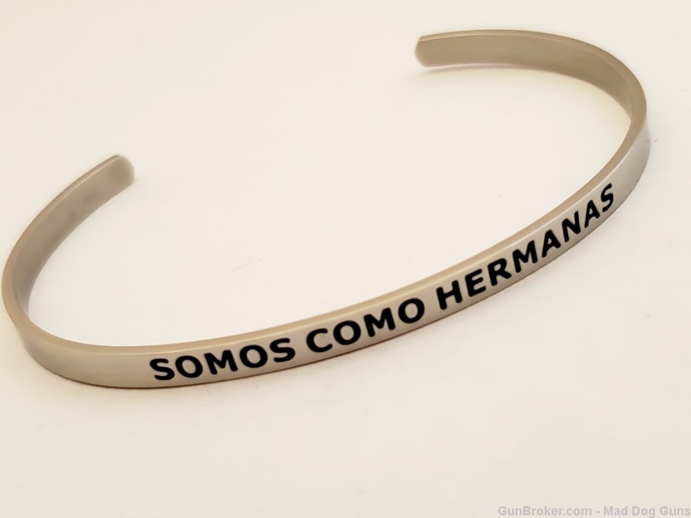 Stainless Steel Cuff Bracelet engraved "Somos Como Hermanas".  SB12S.-img-0