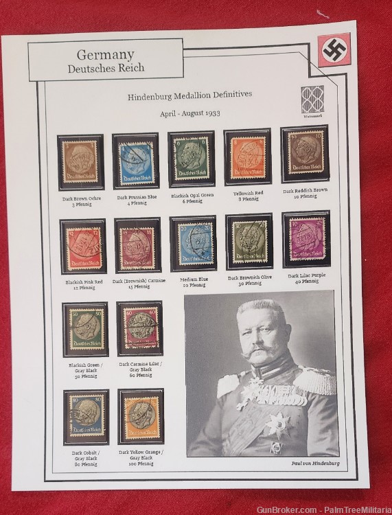 WW2 WWII NSDAP German Third Reich Hindenburg stamps complete set on sheet-img-0