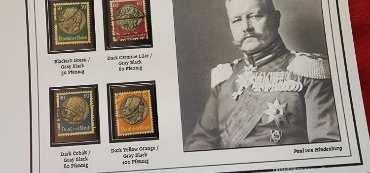 WW2 WWII NSDAP German Third Reich Hindenburg stamps complete set on sheet-img-2