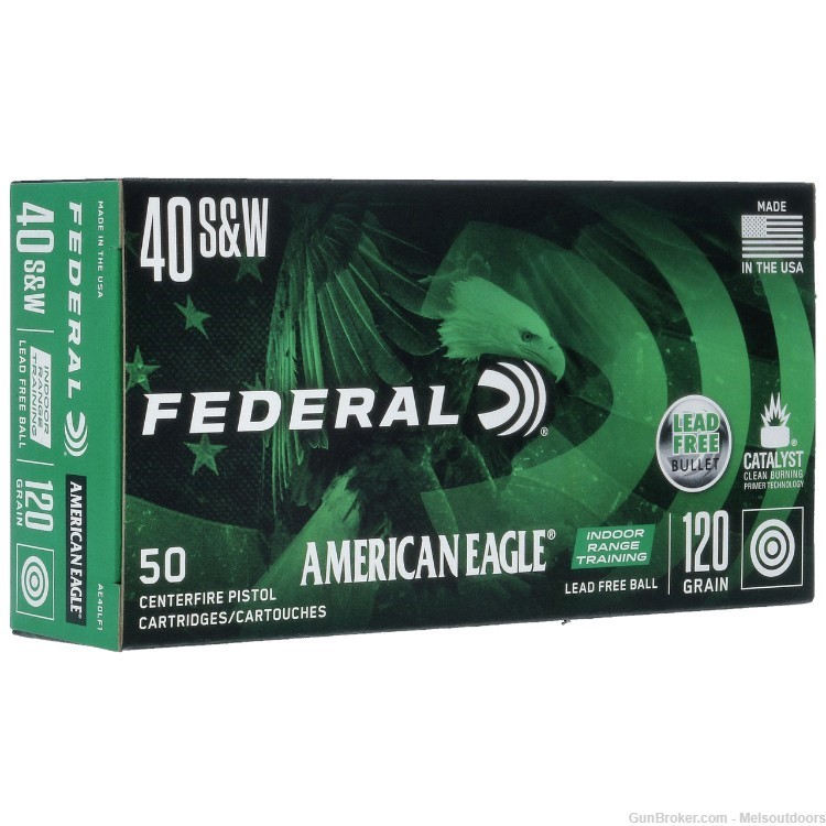 Federal American Eagle Indoor Range Training Lead Free 40 S&W 50rds AE40LF1-img-0