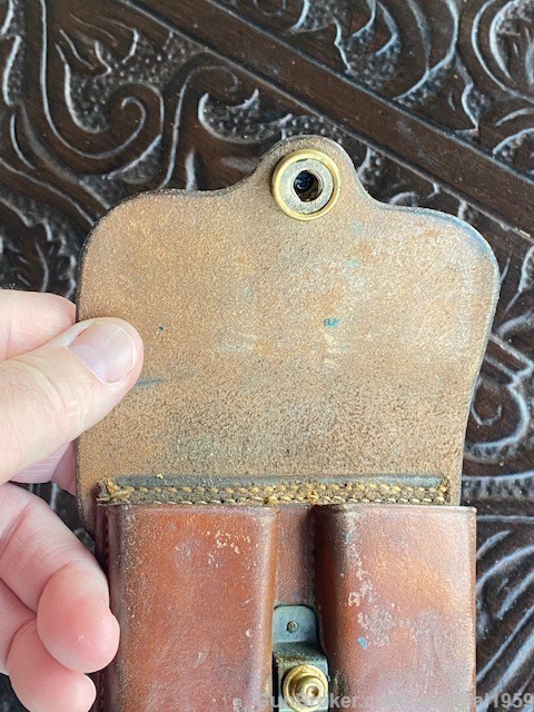 WW1 Leather Rimless Eagle Snap .45 Ammo Magazine Pouch Colt Dated 1913 RIA-img-2