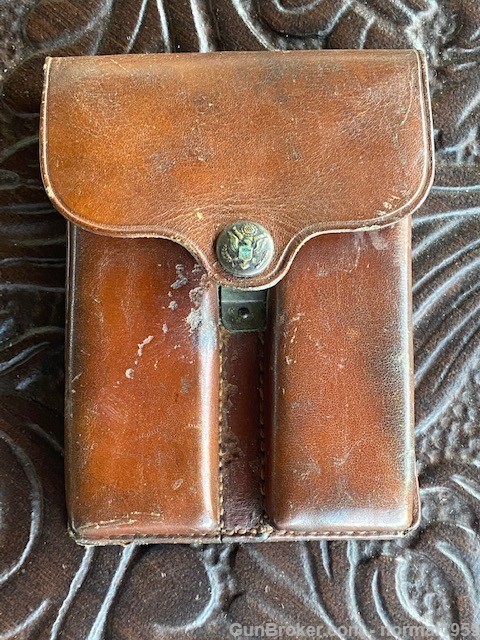 WW1 Leather Rimless Eagle Snap .45 Ammo Magazine Pouch Colt Dated 1913 RIA-img-0