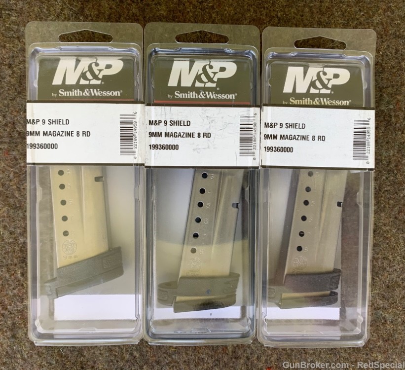 M&P Shield 9 mm 8 round magazine - Lot of 3 - Smith & Wesson-img-0