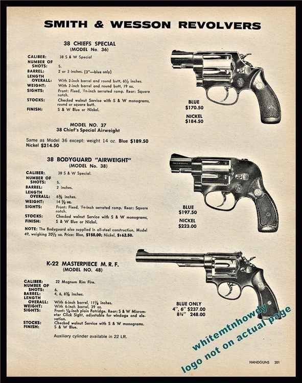 1981 SMITH & WESSON Model 36 Chiefs Special 38 Bodyguard & 48 Revolver AD-img-0