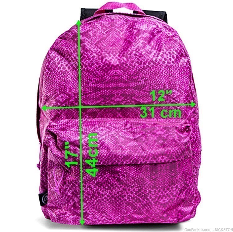 Pink Snake Skin Lightweight Compact Accessories Backpack Shoulder Book Bag-img-4