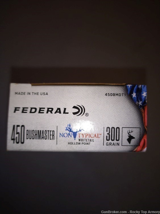 FEDERAL 450 BUSHMASTER 300 GR NON TYPICAL WHITETAIL HOLLOW POINT 20 RD BOX-img-1
