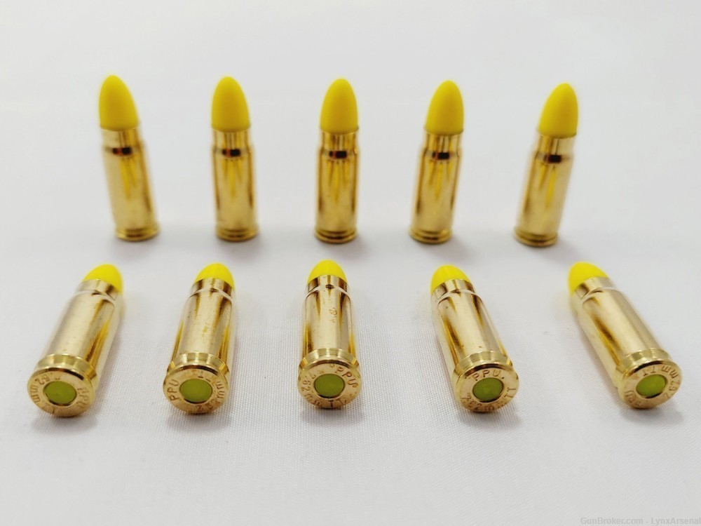 7.62x25 Tokarev Brass Snap caps / Dummy Training Rounds -Set of 10 - Yellow-img-0