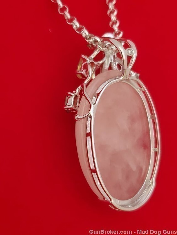 Ladies Rose Quartz Gemstone & 925 Sterling Silver Necklace. SS41. *REDUCED*-img-3