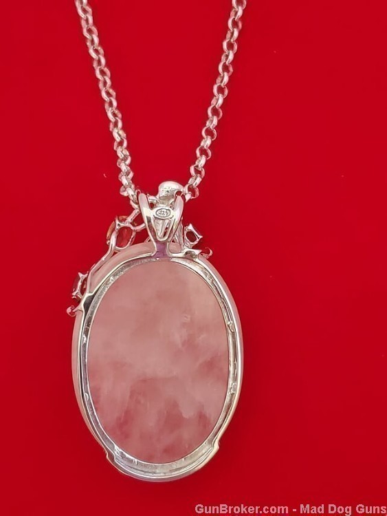 Ladies Rose Quartz Gemstone & 925 Sterling Silver Necklace. SS41. *REDUCED*-img-2