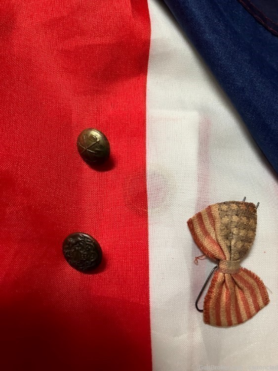 Civil War patriotic Hair bow and cuff buttons, 3 items-img-8