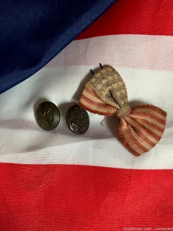 Civil War patriotic Hair bow and cuff buttons, 3 items-img-1